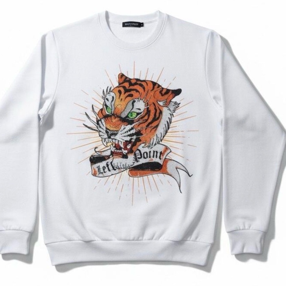 Left  Point Rhinestone Tiger